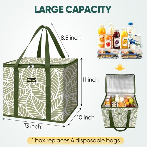 BALEINE 1Pk Insulated Reusable Grocery Bags, Foldable Shopping Bags for Groceries with Reinforced Bottom & Handles (Antique Foliage) - color: Antique Foliage, size: 1 Pack (Insulated)