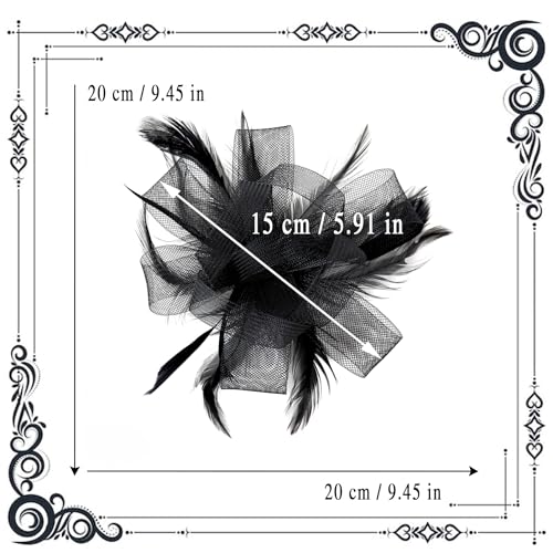dressfan Womens Fascinator Hat Headpiece 20s Vintage Wedding Hair Accessories for Derby/Wedding/Cocktail/Tea Party - color: Black