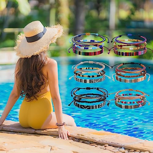 Beach Bracelet Set for Men and Women, Surfer Men Bracelet, Braided Boho Summer Bracelets Adjustable Men's Bracelet Handmade Women Bracelet String Rope Ankle Bracelets Birthday Gift - style: 18pcs boho bracelet