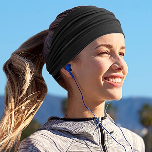 Jesries 10 PCS Women Headbands African Wide Hair Wrap Extra Turban Head Bands for Lady Large Sport Workout Stretch Non-slip Big Hair Bands - color: Pink