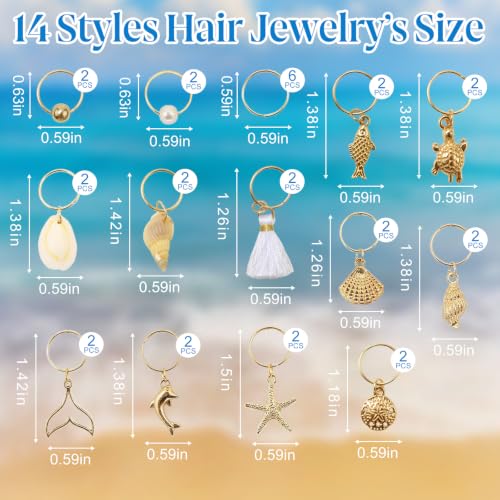 24 Pcs Gold Seashell Hair Jewelry for Braids - color: Gold seashell-24pcs
