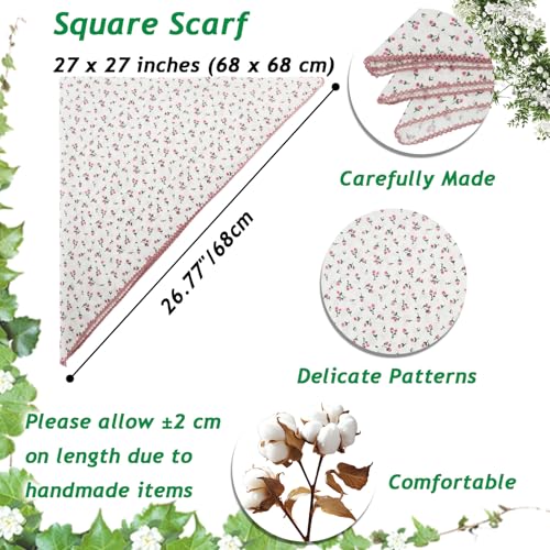Large Cotton Bandanas for Women, 27 x 27 inch Hair Neck Scarf, Headband Square Scarf - color: Little Pink Flowers