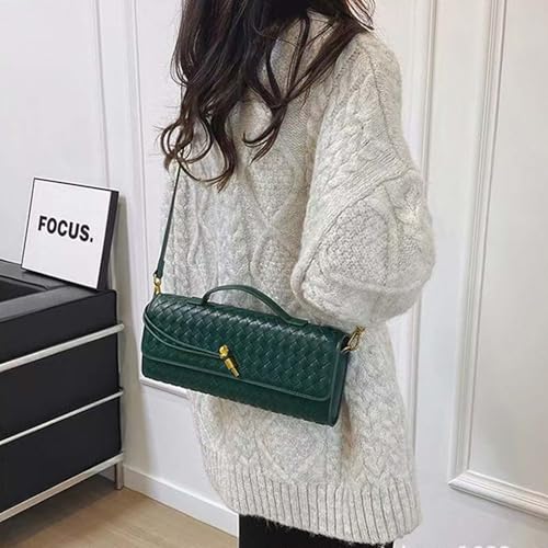 Handmade Woven Evening Bag for Women Casual Clutch Purse Leather Shoulder Handbag Fashion Crossbody Bag