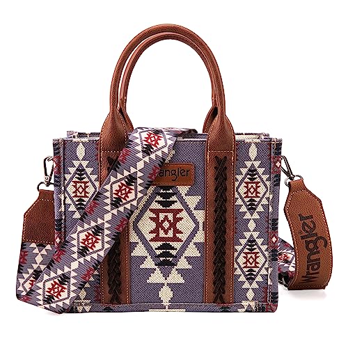 Wrangler Aztec Tote Bag for Women Boho Shoulder Purses and Handbags - color: Angel Diamond Lavender (Guitar Strap)