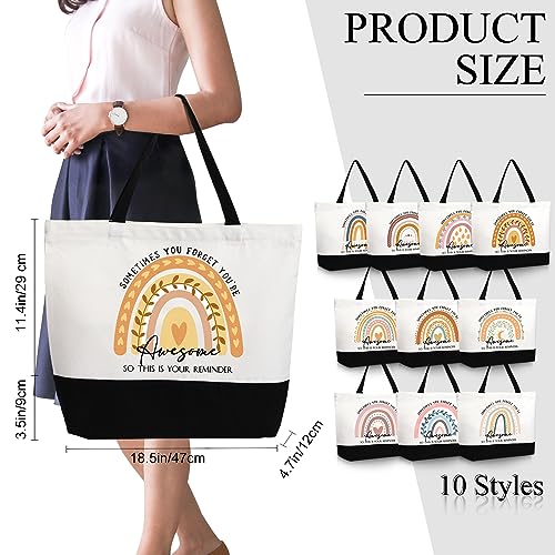 Sieral 10 Pcs Teacher Appreciation Gift Rainbow Canva Teacher Tote Bags Pack Retirement Thank You Reusable Bag Women Summer(Awesome) - style: Awesome