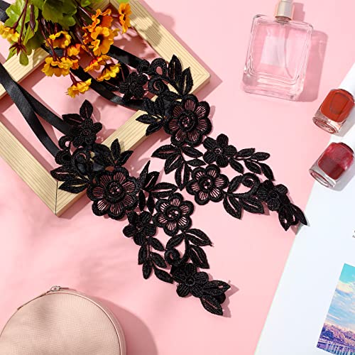 Janmercy 2 Pair Lace Barefoot Sandals Sexy Lace Embroidery Anklet with Toe Ring Vintage Floral Foot Jewelry for Women