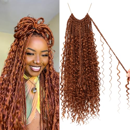 Goddess Boho Box Braids Crochet Hair-8 Packs 18 Inch Crochet Box Braids for Black Women Pre Looped (#30, 18 Inch (Pack of 8)) - color: #30, size: 18 Inch (Pack of 8)