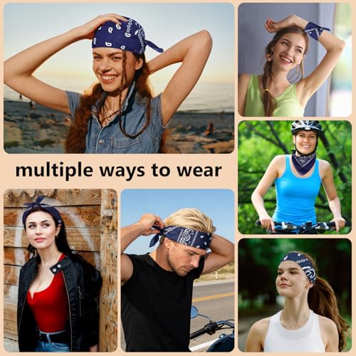Morcheiong 8/16 Pcs Bandanas Paisley Bandana Head Scarf Headband Handkerchiefs for Men Women Boy Girls - color: Navy Blue