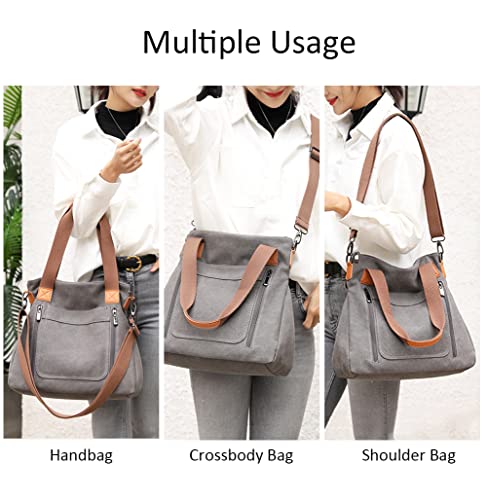 Canvas Handbag Multi-Color Striped Lattice Cross Body Shoulder Purse Bag Tote-Handbag for Women | Striped - style: Multi Color Grey