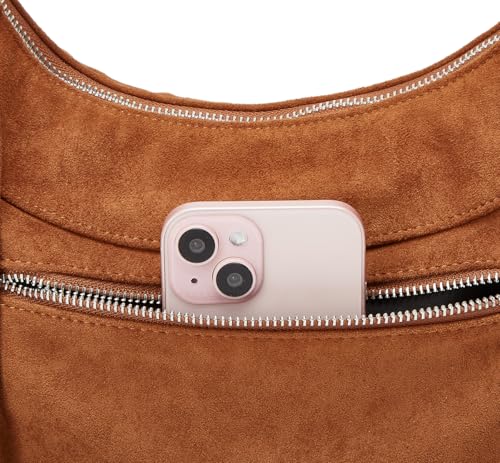 Suede Fringe Crossbody Bag for Women Ladies Stylish Leather Shoulder Bag Purse Handbag Fall Winter Spring - color: Brown