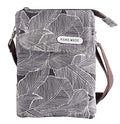 Roomy Cell Phone Purse Wallet Canvas Small Crossbody Purse Bags with Shoulder Strap For Women teen girlsl | Roomy - color: Brown Shoulder Strap Zipper ,Black Leaf Pattern