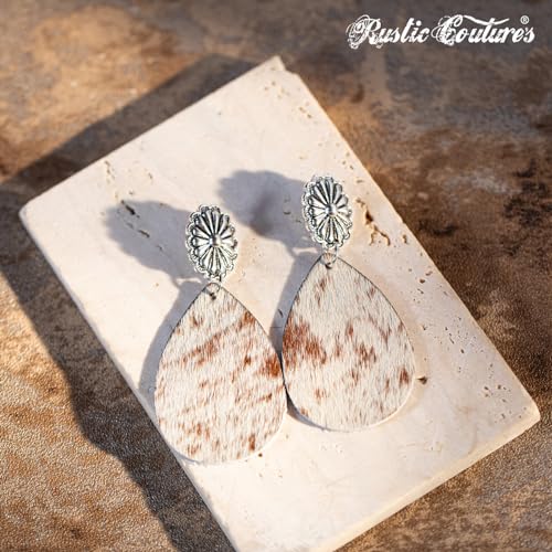 Rustic Couture's Western Earrings for Women Cowgirl Country Concho Dangling Western Statement Jewelry - color: N-Silver