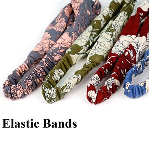 Huachi Boho Headbands for Women Twist Head Band Soft Elastic Hair Bands for Teen Girls Head Wrap Fashion Accessories, Floral Print Plus Solid Colors - color: Boho Print Plus Solid Colors