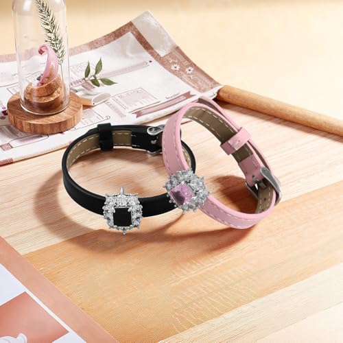 Adjustable Leather Bracelets, Leather Wrap Bracelets Leathers Cuff Bracelet Leathers Wristband for Women for DIY Craft Jewelry Making - style: Square Zirconia