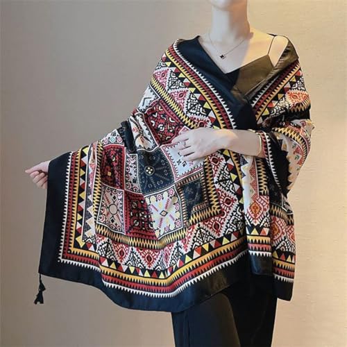 Yeieeo Boho Scarf for Women Lightweight Floral Printed Scarf Fall Winter Fashion Fringed Shawl - color: Floral 22