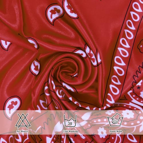 Ciormis 35" Silk Head Scarf for Women, 4 Pcs Satin Hair Scarf Square Silk Bandana Top Neck Scarves Hair Wraps for Sleeping - color: J1-cashew-set3
