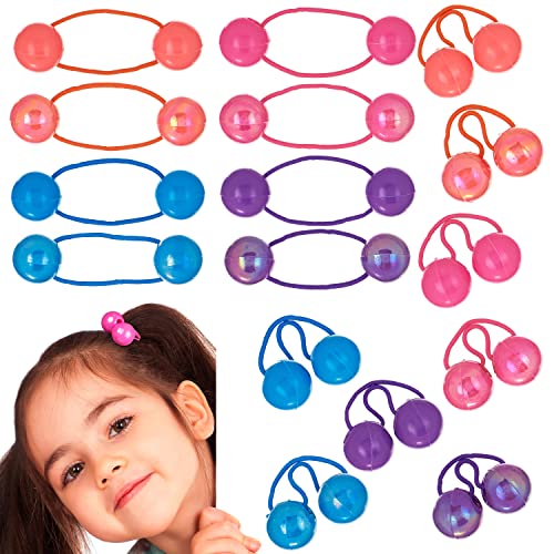 16pc Brightly Colored Ponytail Ball Hair Elastics -24mm Hair Ties for Kids | 24mm Hair Ties for Girls & Toddlers. Gentle No-Slip Hold. Fun Colorful Hair Accessories for Kids & Little Girls - So Cute - color: Plain