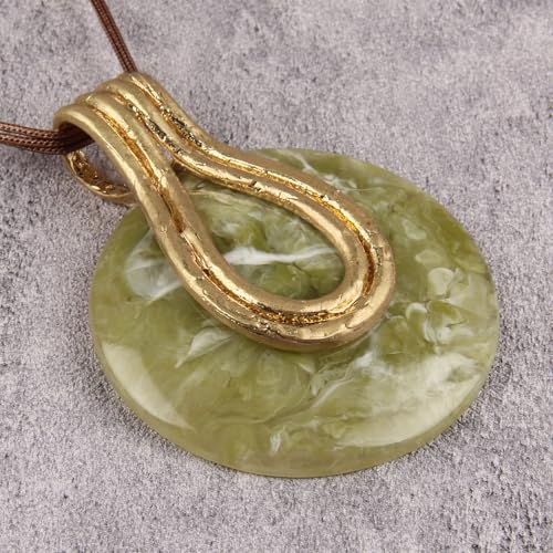 GelConnie Long Necklaces for Women Boho Large Pendant Necklace Casual Bohemian Brown Leather Choker Sweater Circle Statement Stone Necklace - style: Large Stone Necklace