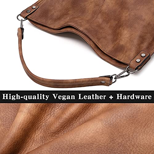 lapsting Hobo Bags for Women Handbags Purse Ladies Boho Shoulder Bag Crossbody Purses Faux Leather - color: H - 17.3inch Brown - Black Metal