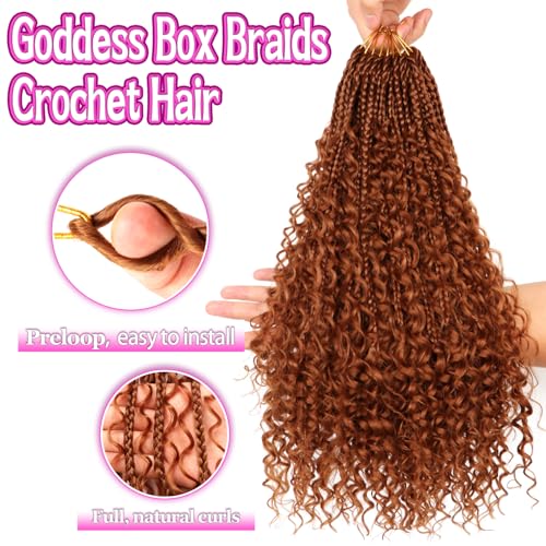 Goddess Boho Box Braids Crochet Hair-8 Packs 18 Inch Crochet Box Braids for Black Women Pre Looped (#30, 18 Inch (Pack of 8)) - color: #30, size: 18 Inch (Pack of 8)