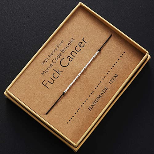 KGBNCIE Inspirational Gifts for Women, Morse Code Funny Gifts Bracelets for Women, S925 Sterling Silver Morse Code Bracelets Friend Gifts - style: 3-Fvck cancer
