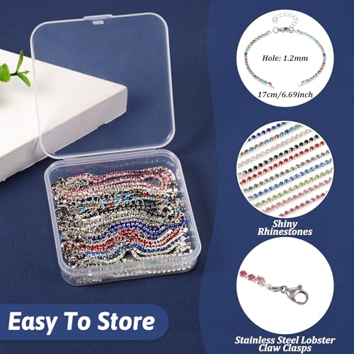 Adjustable Slider Bracelets Colorful Half Finished Bracelets Adjustable Beaded Bracelets DIY Friendship Bracelets for Women Jewelry Making Gifts Supplies - color: Multicolors-Crystal
