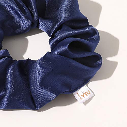 Ivyu Scrunchies, 4 Pack Silk Scrunchy for Girls Women Cute Hairties Hair Accessories Soft Ropes Ponytail Holder, White, Black, Navy, Gray - color: White Black Navy Gray
