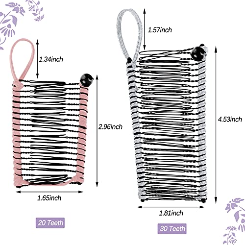 WILLBOND 4 Pcs Banana Hair Clips for Women, Vintage Clincher Stretchy Banana Grip Clips Comb for Curly, Thick, Thin, Wavy Hair, Ponytail Holder for Wedding, Daily Use(Pink, Purple, Black, Silver) - color: Pink, Purple, Black, Silver