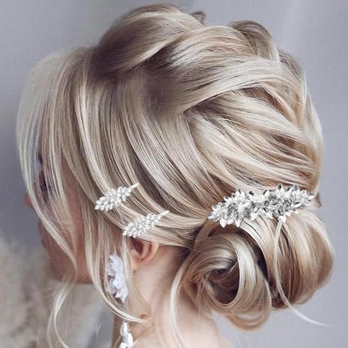 REDANHA 4 Count Rhinestone Bridal Hair Clip, Hair Clips, Rhinestone Jewelry Barrette Vintage Hair Accessories Pearl Hair Clips for Women Wedding