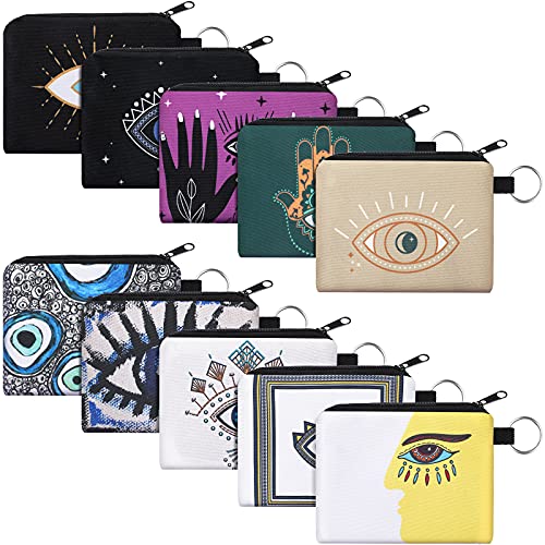 Boao 10 Pieces Small Coin Purse for Women Adults, Change Purse Pouch Mini Wallet Coin Bag with Zipper (Devil's Eye Series) - style: Devil's Eye Series