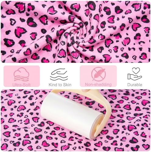 Basumee Microfiber Hair Towel Wrap for Kids 2 Pack Rapid Drying Hair Towel with Button Hair Turbans for Wet Hair Wraps Head Towel Wrap for Women and Girls - color: Pink Purple Leopard
