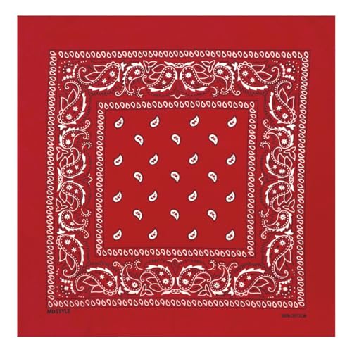 MDSTYLE 6 Pack 100% Cotton Bandanas 22” x 22" for Men & Women Paisley Handkerchief Headband Scarf Bandana - color: Red