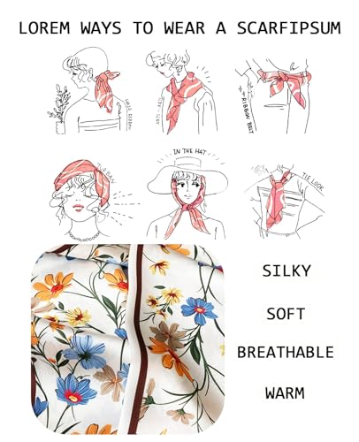 Head Scarf Purse Handle Neck Satin Hair Scarfs For Bag Lightweight Silky Long Thin Women's Fashion Scarves 59 * 5.9” - color: H11-blooming Flower(59*5.9inch)