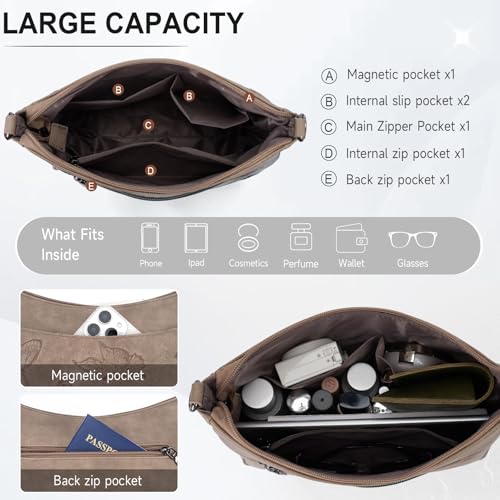 KITEVIUN Crossbody Bags for Women Trendy, Vegan Leather Medium Butterfly Hobo Purse, Women's Shoulder Handbags - color: 06-apricot