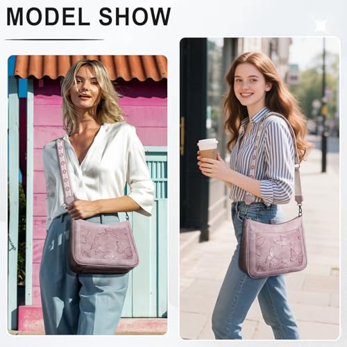 KITEVIUN Crossbody Bags for Women Trendy, Vegan Leather Medium Butterfly Hobo Purse, Women's Shoulder Handbags - color: 05-purple