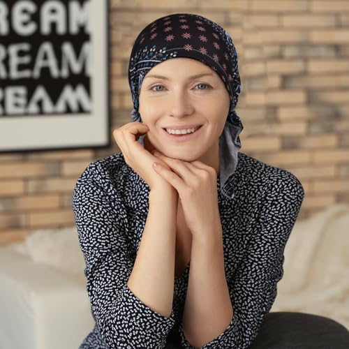 4 Pieces Chemo Headwear for Women, Pre-Tied Head Scarf Cancer Headwear for Hair Loss - color: Multicolor-1