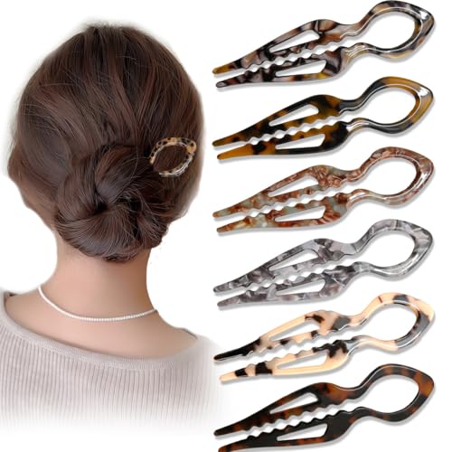 Prestige Hair Pins, 6PCS French Hair Pin for Women Girls, Double-Notch Locking Mechanism Anti-Loosening Hairpins, U-Shaped Hair Styling Pins Strong Hold Hair Fork for All Hair Types Wedding Prom(B) - color: B