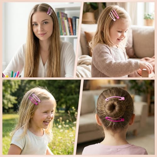 obeoby 40 Pcs Metal Snap Hair Clips, 2.36 Inch Hair Barrettes Easter Gifts Accessories for Women Girls, Pink Gifts Easter Basket Stuffers - color: Pink colors
