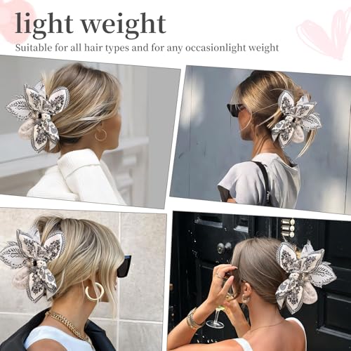 Bow Claw Clips Bow Hair Clips White 1PCS Big Hair Bows for Women Butterfly for Styling Large Hair Clips for Thick Hair for Girls Hair Accessories for Teens - color: 1PC-White Paisley