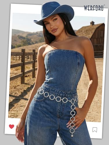 WERFORU Women Multilayer Gold Silver Metal Link Body Chain Belt Ladies Waist Chain Belts for Jeans Dress - color: B-silver, size: Fit waist size below 44"