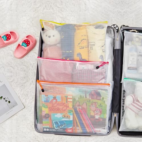 JARLINK A3 (16.5x12.6 in, 36 Pcs) Mesh Zipper Pouch, 12 Colors Extra Large Zipper Bags, Waterproof File Pouches for Office Supplies, Puzzles, Board Game, School, Travel Accessories & Craft Projects - style: 36pcs