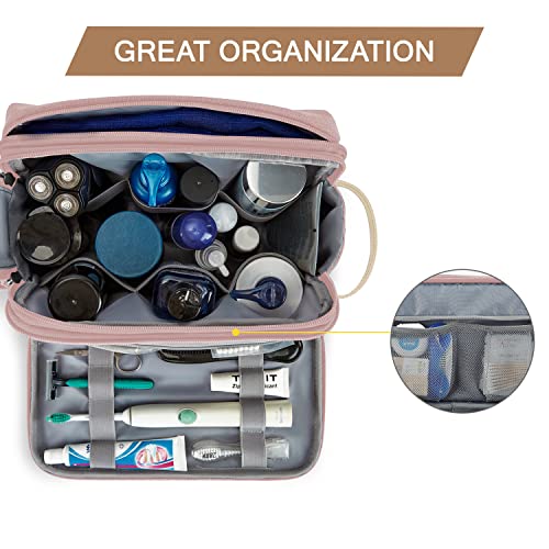 BAGSMART Toiletry Bag for Women, Cosmetic Makeup Bag Organizer, Travel Bag for Toiletries, Dopp Kit Water-resistant Shaving Bag for Accessories, Pink-Large - color: Pink, size: Large