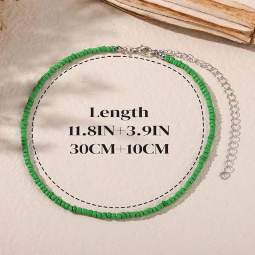 Boho Beaded Choker Necklace Colorful Short Necklaces Summer Beach Necklaces Jewelry for Women - color: Green