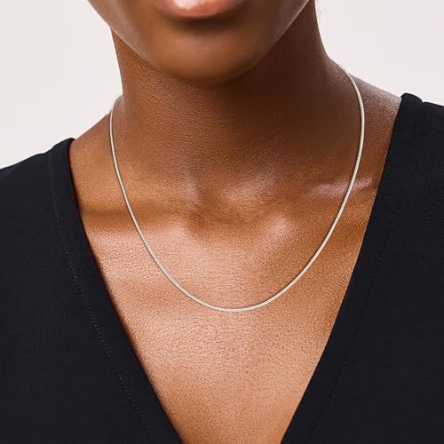 925 Sterling Silver Chain for Women, Diamond Cut 1mm Box Chain Lobster Claw Clasp Silver Jewelry Gifts for Women Mom Girlfriend - color: Silver, size: 24 Inches