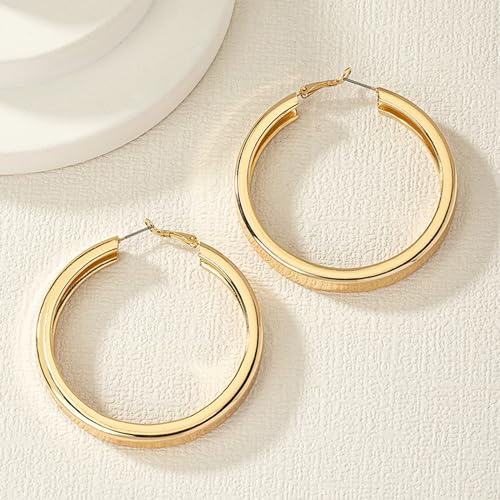 Large Hoop Earrings Lightweight Chunky Earrings for Women Chunky Earrings Big Hoop Earrings for Wedding - style: Hoop-G-01