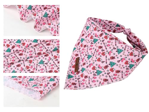 Lionet Paws Cotton Christmas Dog Bandanas Pink,Gloves Tree Comfortable Dog Bandana Bibs Scarf Dogs Kerchief,Autumn Scarves for Small Medium Dogs Pets - color: Ornaments, size: Small (Pack of 1)