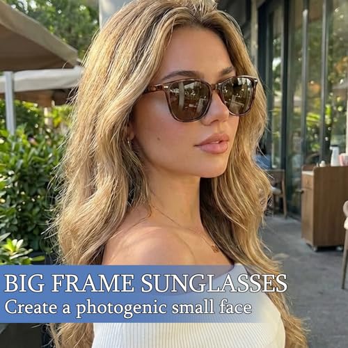 Myiaur Polarized Sunglasses for Women, Trendy Square Shades with UV400 Protection Sun Glasses for Daily (2 Pack) - color: A01 Black+tortoises