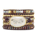 YGLINE Natural Stone Beaded Healing Wax String 5 Wraps Bracelets - color: druzy 3