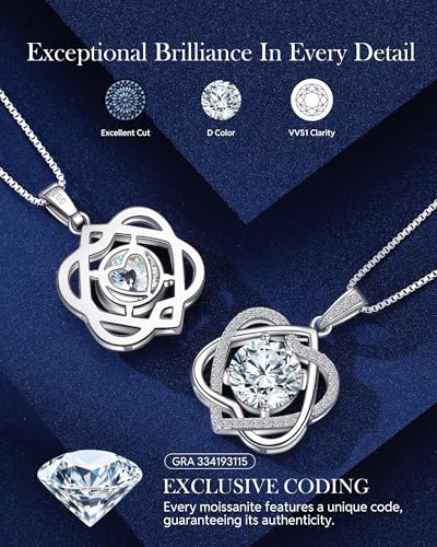 Moissanite Necklace for Women, 3-5 Carat Infinity Heart Pendant Necklace, 925 Sterling Silver Anniversary Birthday Gifts for Women, Jewelry Gift for Wife Mom Girlfriend Daughter - color: 3.0 carats