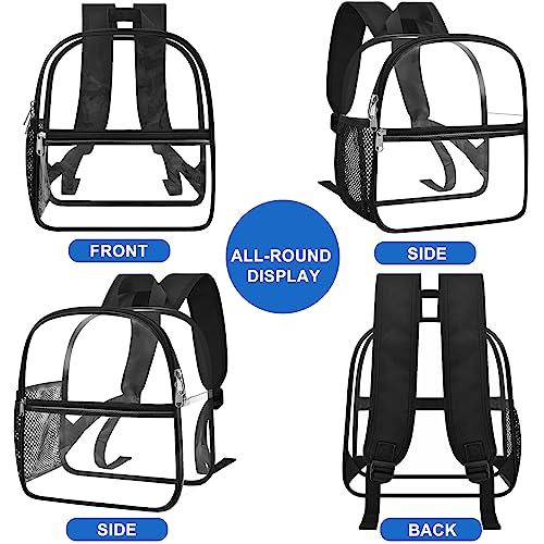 Oraben Clear Backpack Stadium Approved, Clear Bag 12 x 6 x 11 in, Small Transparent Backpack for Concerts, Sports Events, Festivals, Waterproof, Adjustable Straps, Women Men - color: Black, style: Enhanced Strap